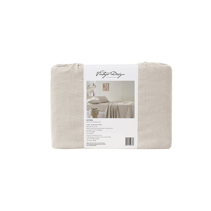 Vintage Design Homewares Natural French Linen Sheet Set Queen - NuSea