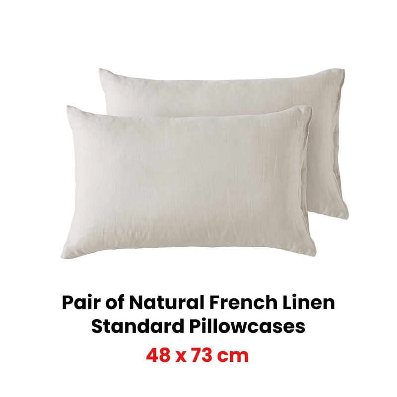 Vintage Design Homewares Pair of Natural French Linen Standard Pillowcases - NuSea