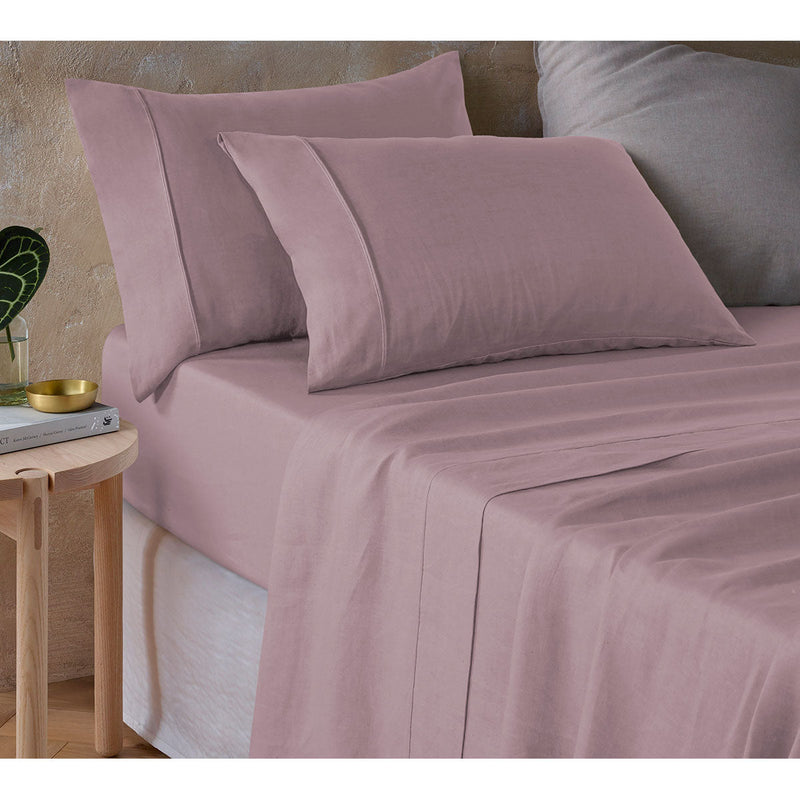 Vintage Design Homewares Pale Mauve Hemp Sheet Set Queen - NuSea