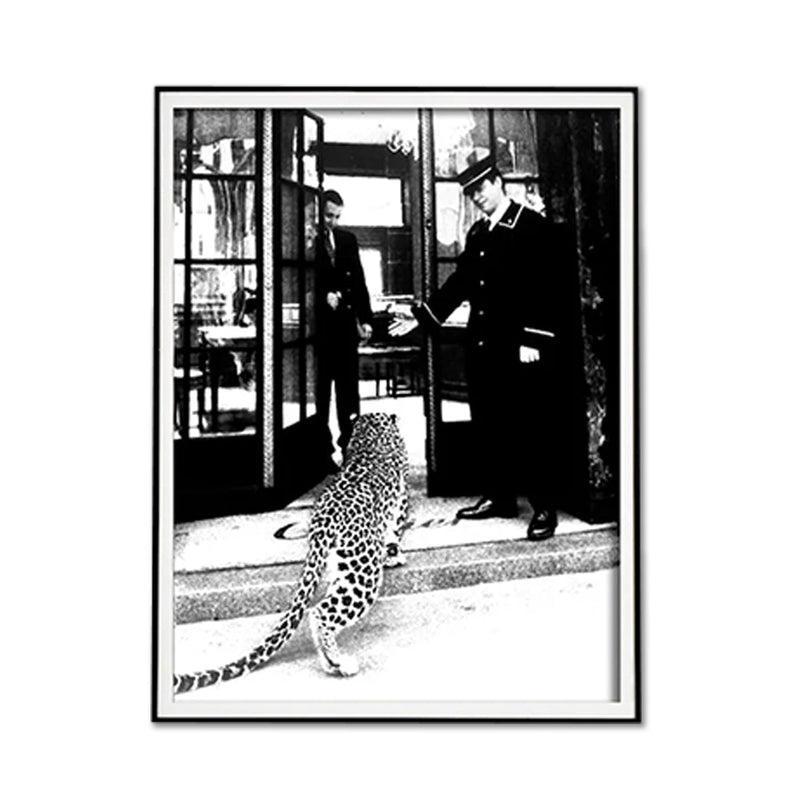 Wall Art 30cmx40cm Luxury Brand Leopard Jewelry Shop Poster, Black Frame Canvas - NuSea