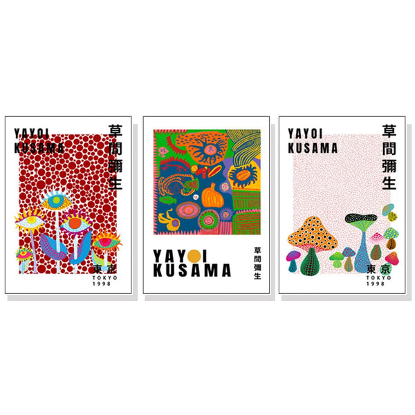 Wall Art 40cmx60cm By Yayoi Kusama 3 Sets White Frame Canvas - NuSea