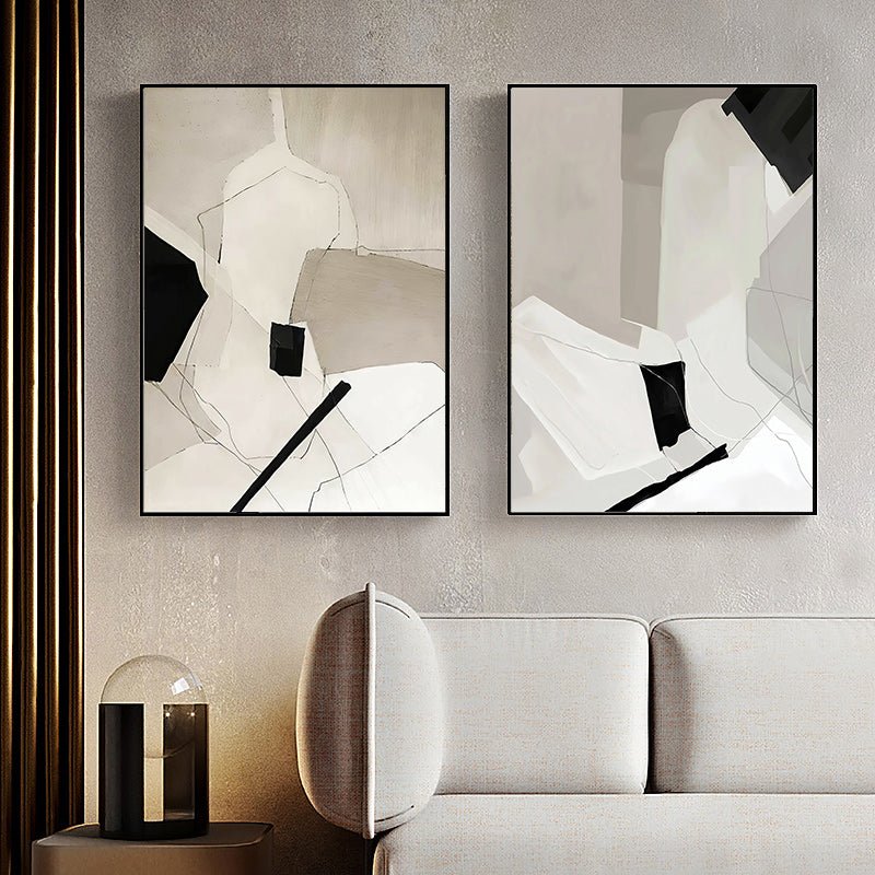 Wall Art 40cmx60cm Modern Abstract 2 Sets Black Frame Canvas - NuSea