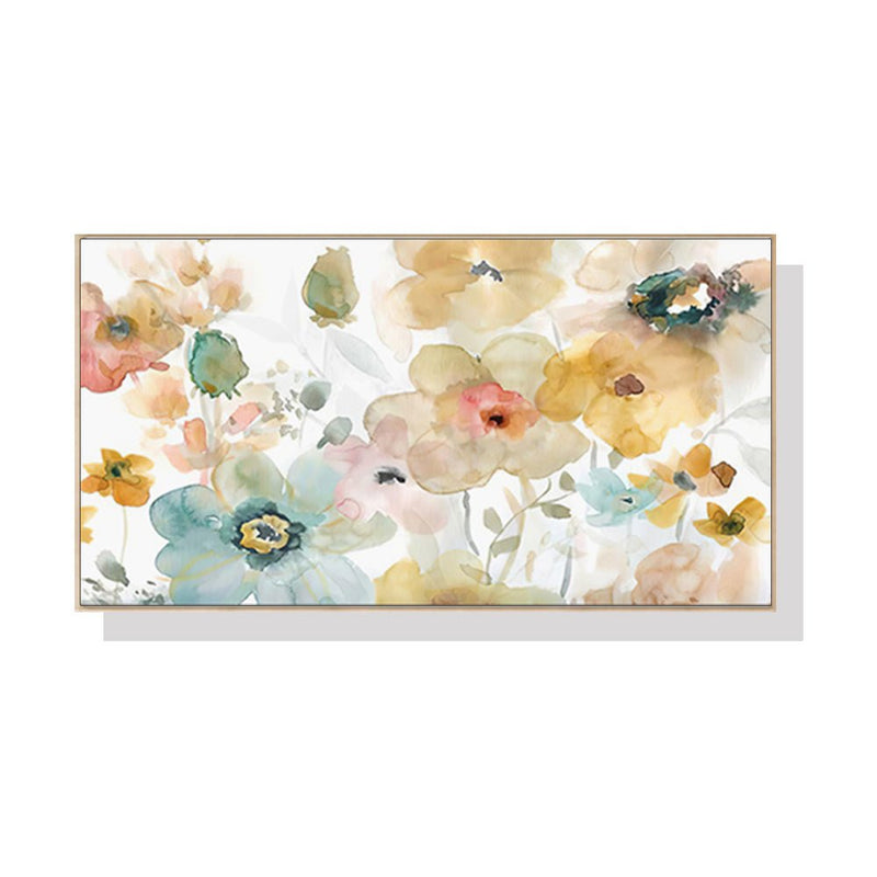 Wall Art 40cmx80cm Floral Watercolor Style Wood Frame Canvas - NuSea