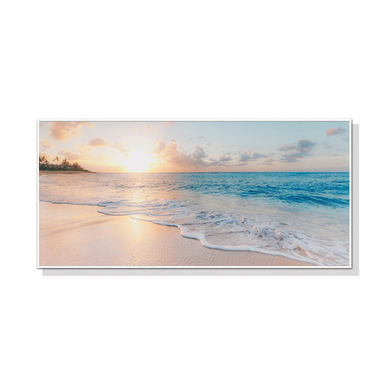 Wall Art 40cmx80cm Ocean and Beach White Frame Canvas - NuSea