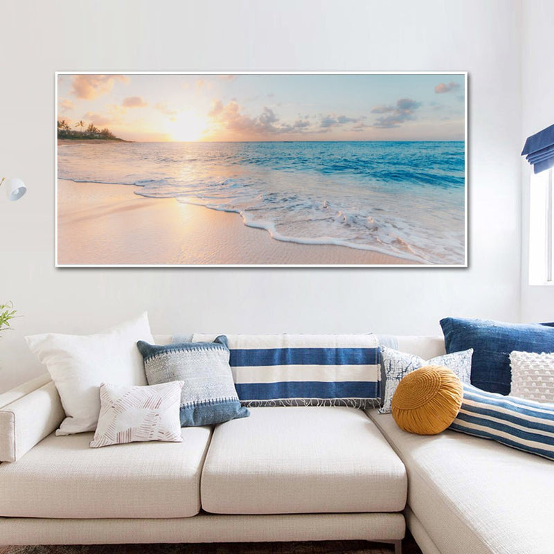 Wall Art 40cmx80cm Ocean and Beach White Frame Canvas - NuSea