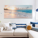 Wall Art 50cmx100cm Ocean and Beach White Frame Canvas - NuSea