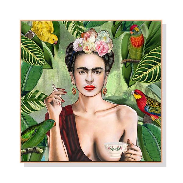 Wall Art 50cmx50cm Self Portrait by Frida Kahlo Wood Frame Canvas - NuSea