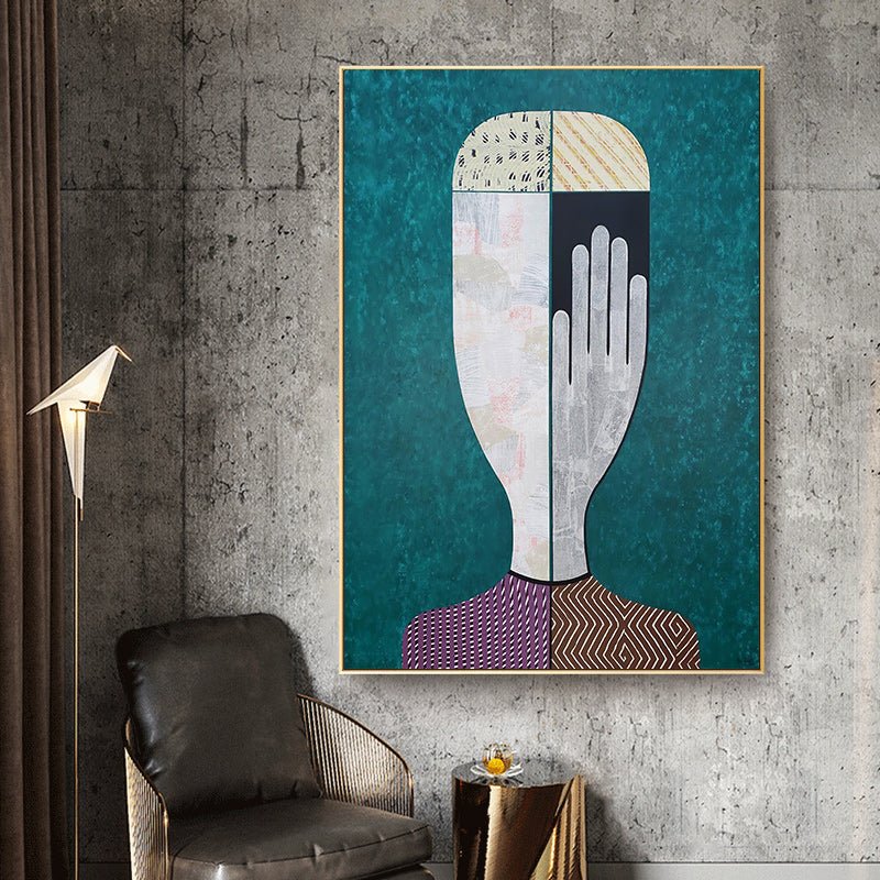 Wall Art 50cmx70cm Abstract Man Gold Frame Canvas - NuSea