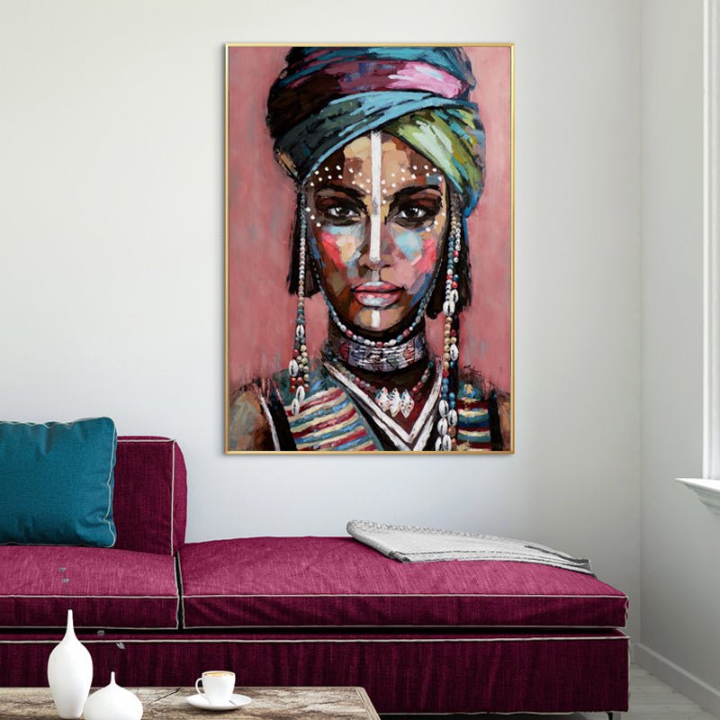 Wall Art 50cmx70cm African woman II Gold Frame Canvas - NuSea