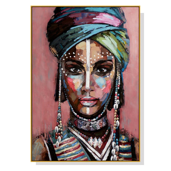 Wall Art 50cmx70cm African woman II Gold Frame Canvas - NuSea