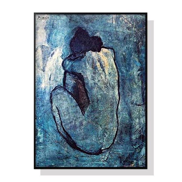 Wall Art 50cmx70cm Blue Nude by Pablo Picasso Black Frame Canvas - NuSea