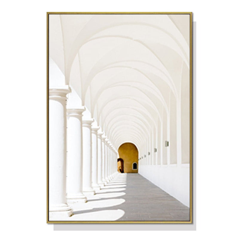 Wall Art 50cmx70cm Long Corridor Style A Gold Frame Canvas - NuSea