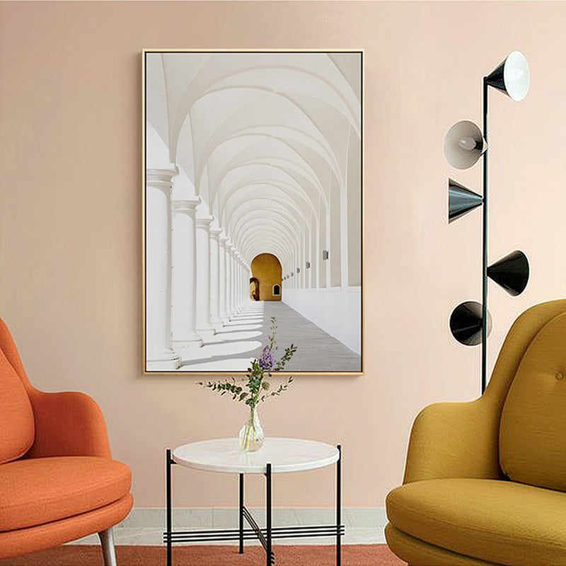 Wall Art 50cmx70cm Long Corridor Style A Gold Frame Canvas - NuSea