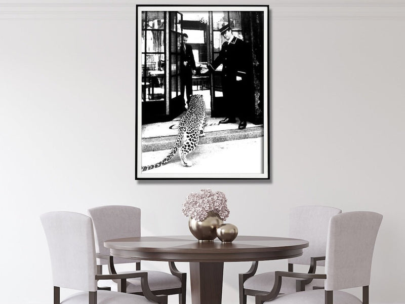 Wall Art 50cmx70cm Luxury Brand Leopard Jewelry Shop Poster, Black Frame Canvas - NuSea