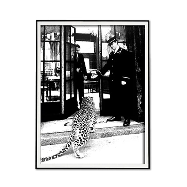 Wall Art 50cmx70cm Luxury Brand Leopard Jewelry Shop Poster, Black Frame Canvas - NuSea