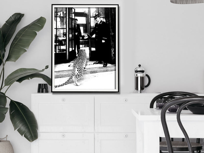 Wall Art 50cmx70cm Luxury Brand Leopard Jewelry Shop Poster, Black Frame Canvas - NuSea