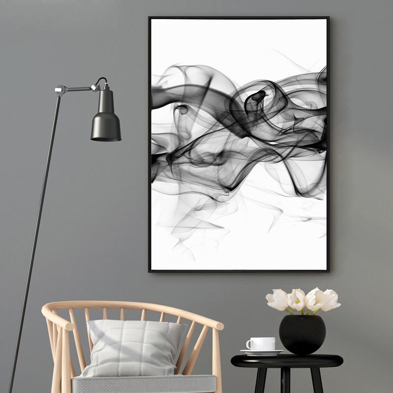 Wall Art 50cmx70cm Stylish Abstract Black 2 Sets Black Frame Canvas - NuSea