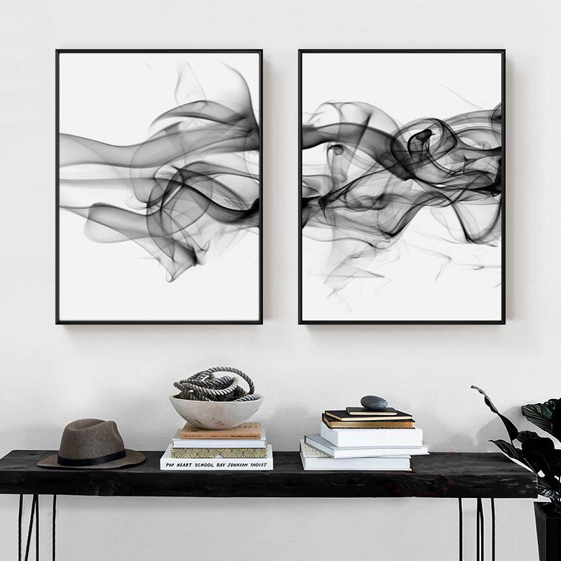 Wall Art 50cmx70cm Stylish Abstract Black 2 Sets Black Frame Canvas - NuSea