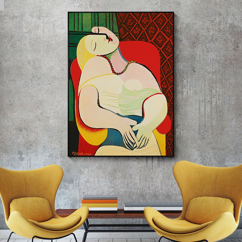 Wall Art 50cmx70cm The dream by Pablo Picasso Gold Frame Canvas - NuSea