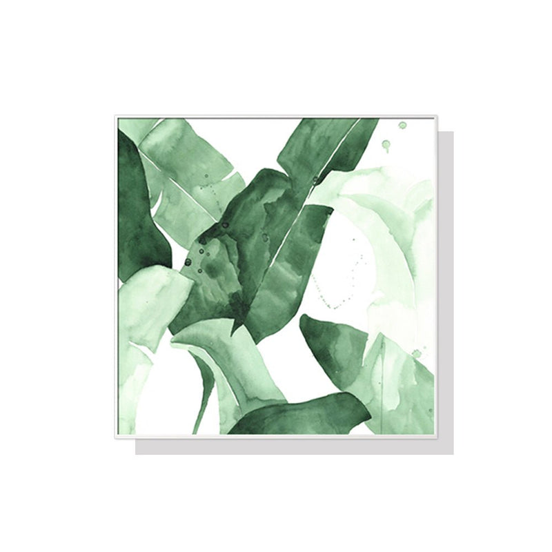 Wall Art 60cmx60cm Tropical Leaves Square Size White Frame Canvas - NuSea