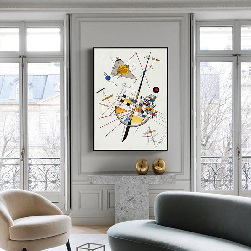 Wall Art 60cmx90cm Delicate Tension By Wassily Kandinsky Black Frame Canvas - NuSea