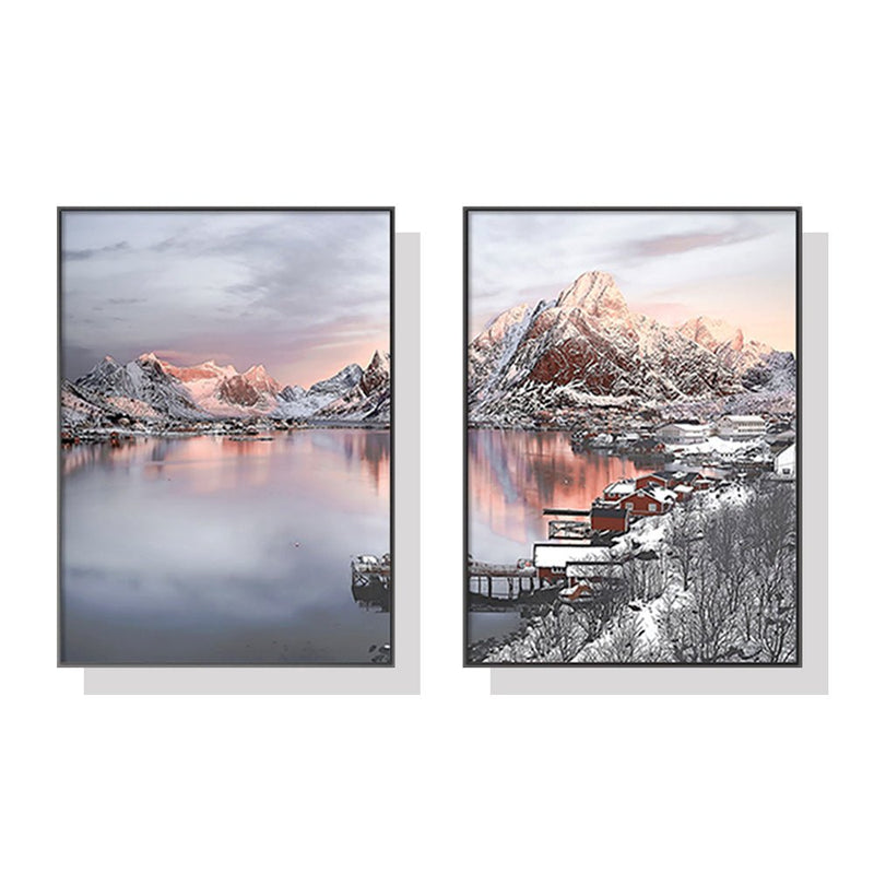 Wall Art 60cmx90cm Nordic Norway 2 Sets Black Frame Canvas - NuSea