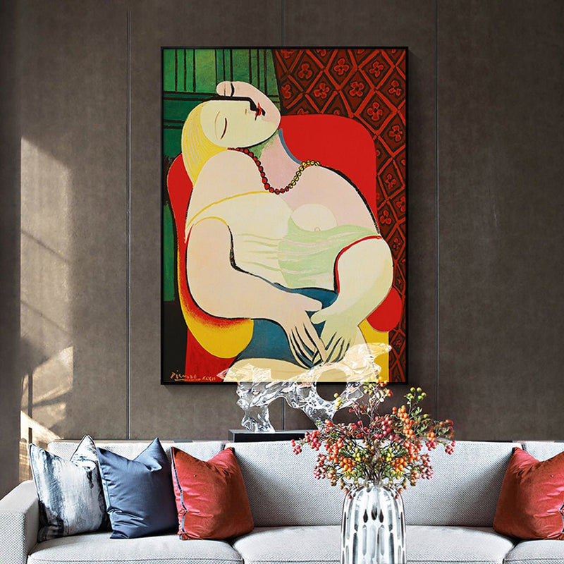 Wall Art 70cmx100cm The dream by Pablo Picasso Gold Frame Canvas - NuSea
