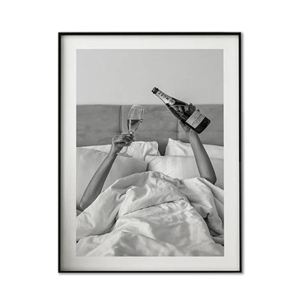 Wall Art 70cmx100cm Vintage Fashion Feminist Picture, Black Frame Canvas - NuSea