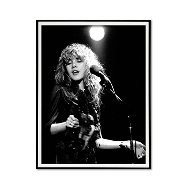 Wall Art 70cmx100cm Young Stevie Nicks in Concert Poster, Black Frame Canvas - NuSea
