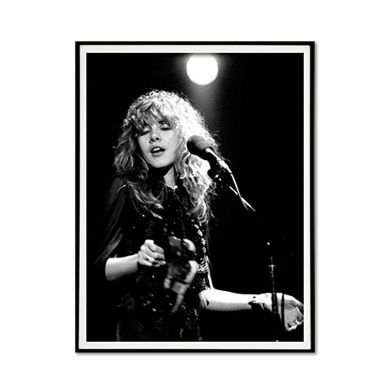 Wall Art 70cmx100cm Young Stevie Nicks in Concert Poster, Black Frame Canvas - NuSea