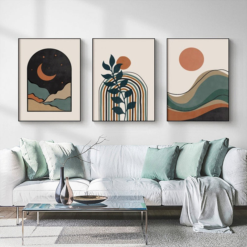 Wall Art 80cmx120cm Abstract Dark Green 3 Sets Black Frame Canvas - NuSea