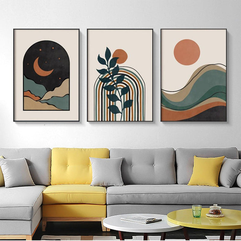 Wall Art 80cmx120cm Abstract Dark Green 3 Sets Black Frame Canvas - NuSea