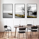 Wall Art 80cmx120cm Calm Lake Bridge Tree Scene 3 Sets Black Frame Canvas - NuSea