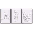 Wall Art 80cmx120cm Couples 3 Sets Black Frame Canvas - NuSea