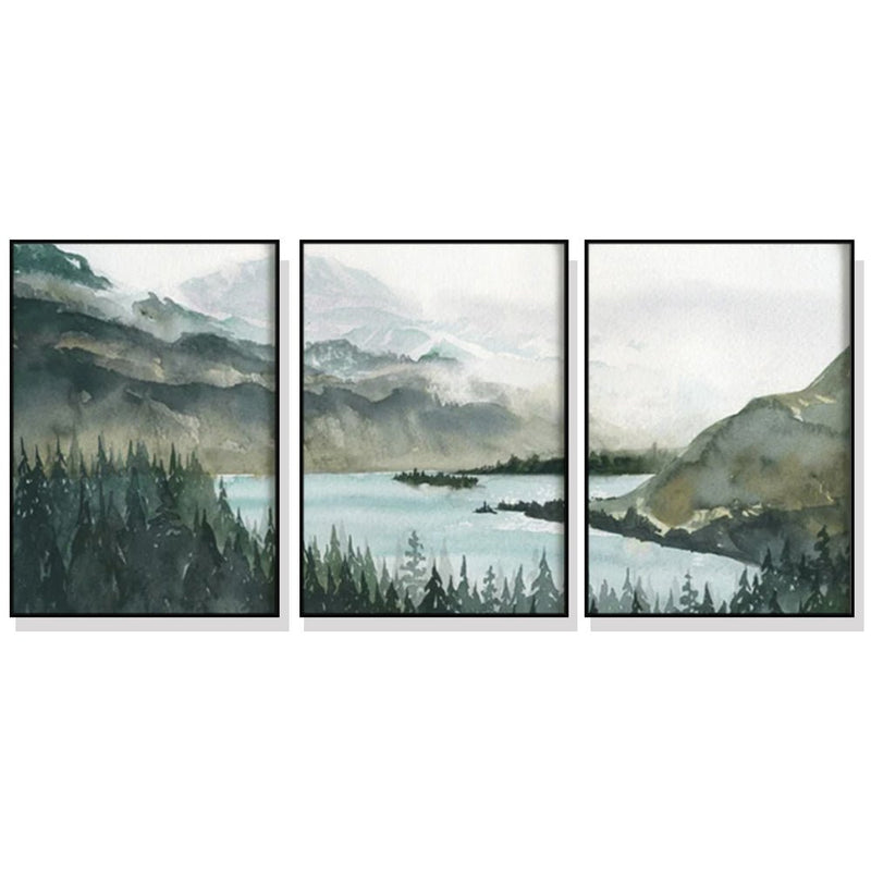 Wall Art 80cmx120cm Landscape 3 Sets Black Frame Canvas - NuSea