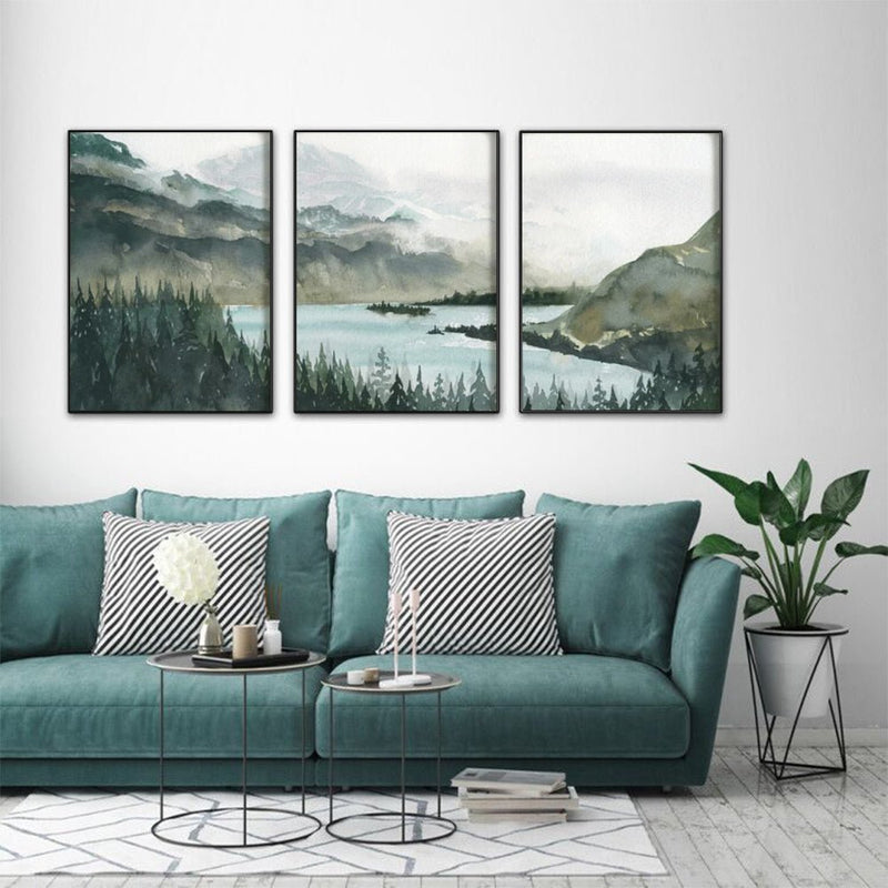 Wall Art 80cmx120cm Landscape 3 Sets Black Frame Canvas - NuSea