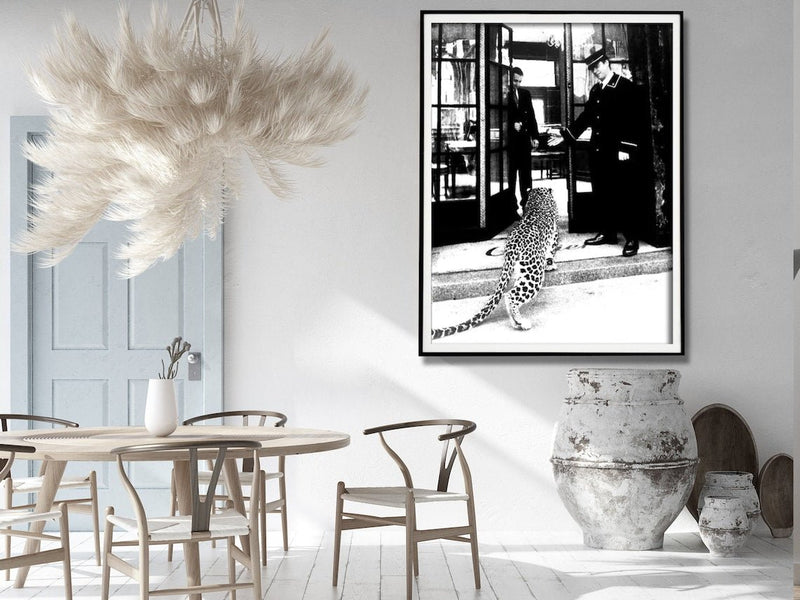 Wall Art 80cmx120cm Luxury Brand Leopard Jewelry Shop Poster, Black Frame Canvas - NuSea