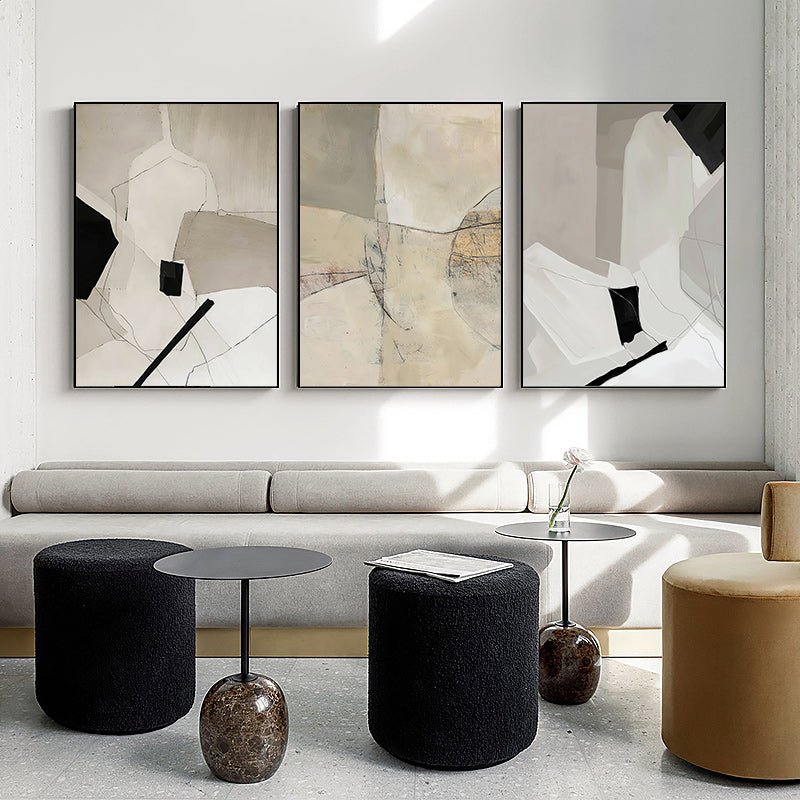 Wall Art 80cmx120cm Modern Abstract 3 Sets Black Frame Canvas - NuSea