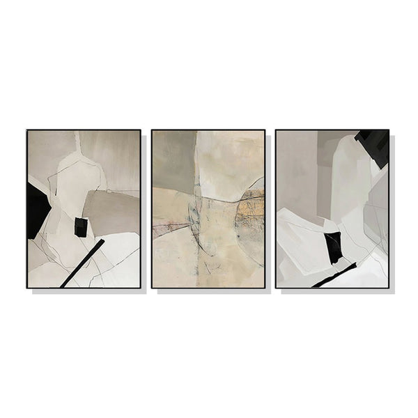 Wall Art 80cmx120cm Modern Abstract 3 Sets Black Frame Canvas - NuSea