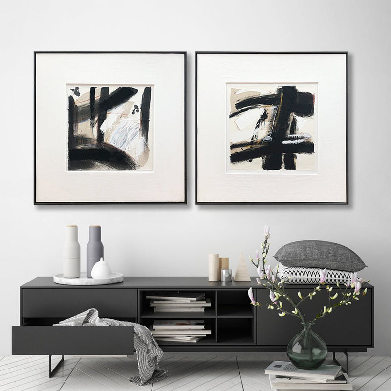 Wall Art Original Abstract Oil Painting on Framed Canvas 1000mmx1000mm Set of 2 Contemplative Space - NuSea