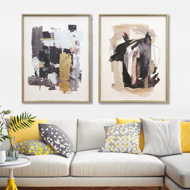 Wall Art Original Abstract Oil Painting on Framed Canvas 700mmx1000mm Set of 2 Abstract Reflection - NuSea