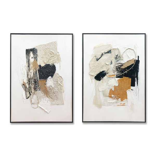 Wall Art Original Abstract Painting on Framed Canvas 800mmx1200mm Set of 2 Untitled Study - NuSea