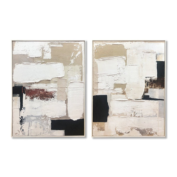 Wall Art Original Abstract Painting on Framed Canvas 900mmx1200mm Set of 2 Acceptance of imperfection - NuSea