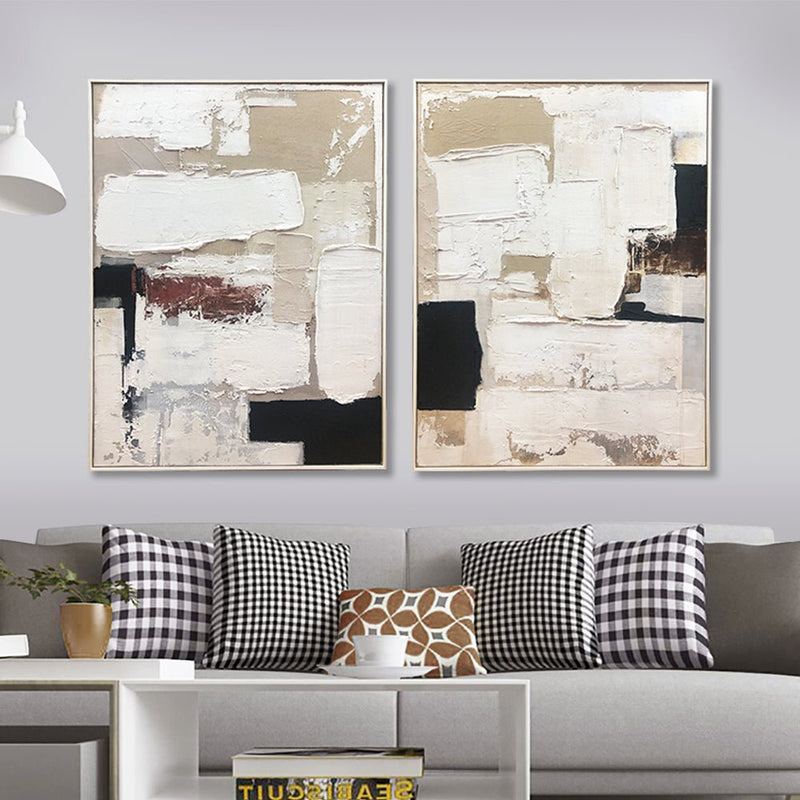 Wall Art Original Abstract Painting on Framed Canvas 900mmx1200mm Set of 2 Acceptance of imperfection - NuSea