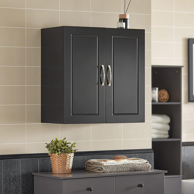 Wall Storage Cabinet Double Doors, Black - NuSea