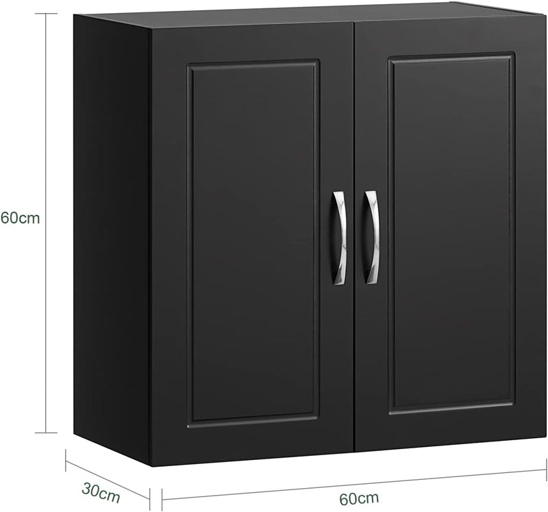 Wall Storage Cabinet Double Doors, Black - NuSea