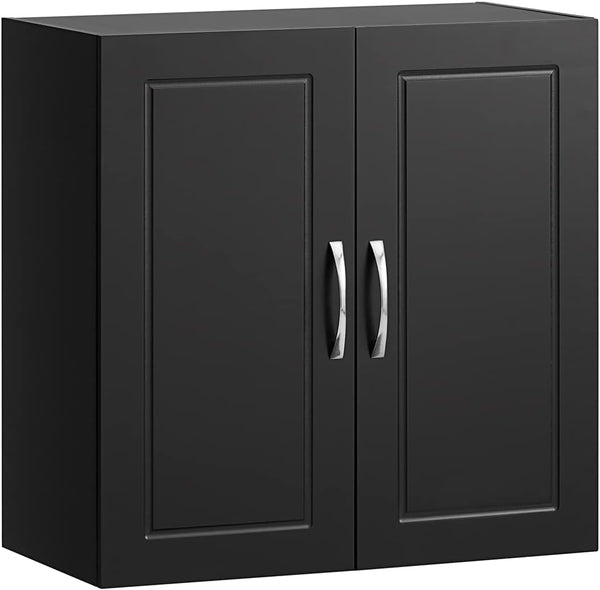 Wall Storage Cabinet Double Doors, Black - NuSea