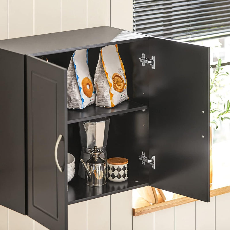 Wall Storage Cabinet Double Doors, Black - NuSea