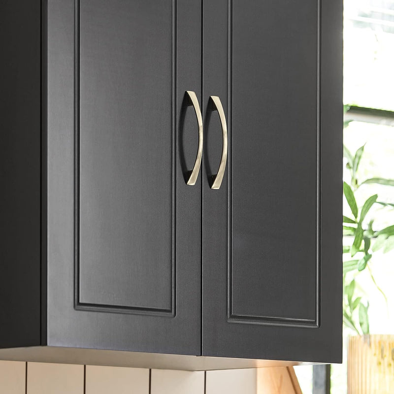 Wall Storage Cabinet Double Doors, Black - NuSea