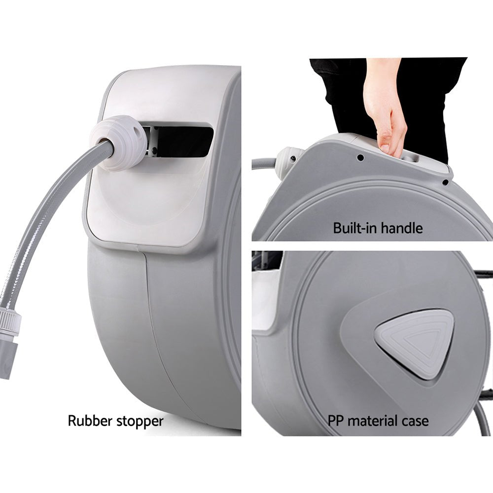 Water Hose Reel 10M Retractable Auto Rewind Garden Spray Gun - NuSea
